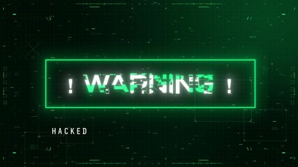 Wall Mural - warning sign, hacker attack, animated hud display background, 4k backdrop wallpaper