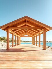 Wall Mural - Wooden roof that is currently being built, roof made of wood