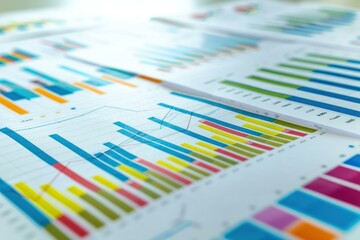 Poster - Colorful business charts and graphs are showing an upward trend