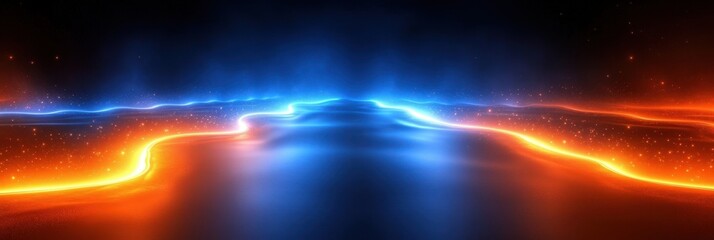 Poster - futuristic abstract dark background with bright lines