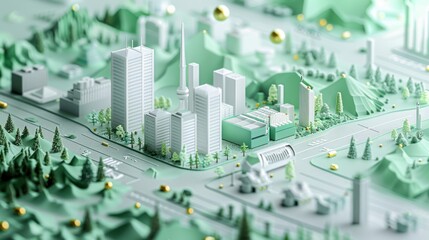 Wall Mural - sustainable finance projection model with green asset categories, profit forecasts, and climate impa