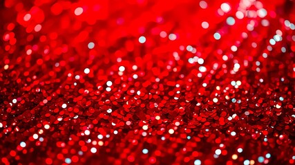 Poster - A Close-Up View of Shimmering Red Sequins Captured in a Soft Focus, Creating a Sparkling and Elegant Background