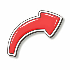 Poster - simple red curved arrow icon, vector, white background