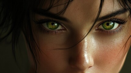 Poster - A woman with green eyes is staring at the camera