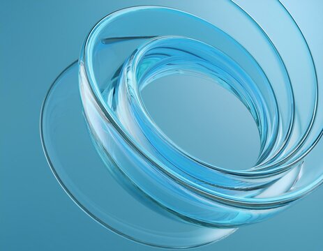 Circle made of glass shapes. 3d rendering.
