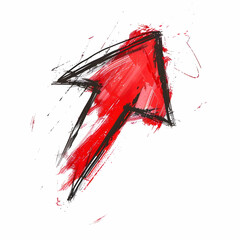 Poster - A red arrow drawn with thick marker, pointing down and to the right on white background