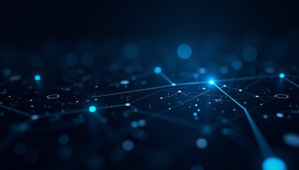 Fototapete - Abstract technology background with interconnected blue lines and nodes for digital innovation