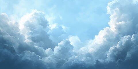 Aufkleber - Epic storm sky with dark grey and white rain cumulus clouds set against a blue sky background texture.