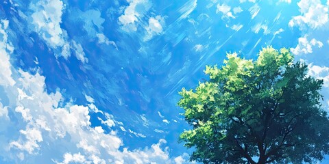 Poster - Azure sky and leafy tree