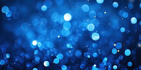 Leinwandbilder - Blue festive backdrop, Christmas and New Year celebration, bokeh background with copy space, defocused circles or particles, template for design.