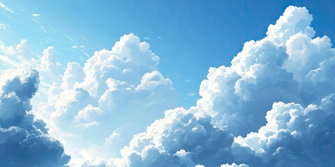 Poster - Blue sky featuring white clouds created by natural patterns, sky backdrop, cloud backdrop.