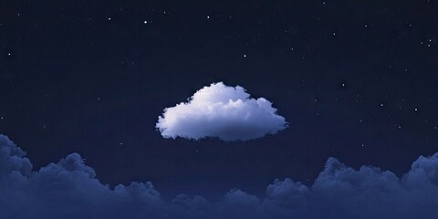 Poster - dark blue evening twilight sky featuring a single white cloud wallpaper background pattern