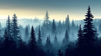 Poster - A forest with a blue sky in the background