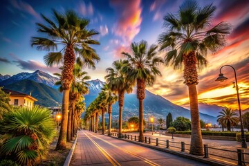 discover the captivating contrast of mountains and palms in merano, south tyrol, through the art of 