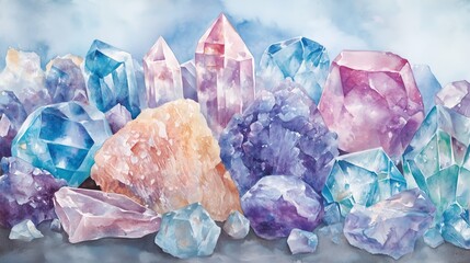 Poster - beautiful collection of colorful crystals showcasing vibrant hues and unique shapes illuminating the