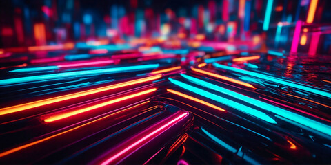Wall Mural - abstract background of neon lights in motion