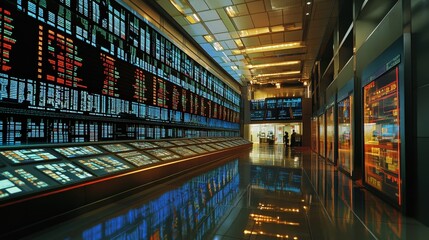Poster - A digital stock index table with a focus on global stock exchanges, displaying key market information such as index level,