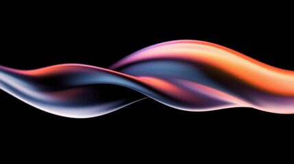 Wall Mural - dynamic abstract waves in vibrant colors flowing gracefully against a black background, showcasing f