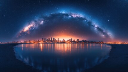Milky Way Over Cityscape
