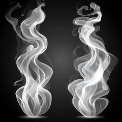Poster - Explore the elegance of grayscale illustrated smoke wisps flowing gracefully upwards