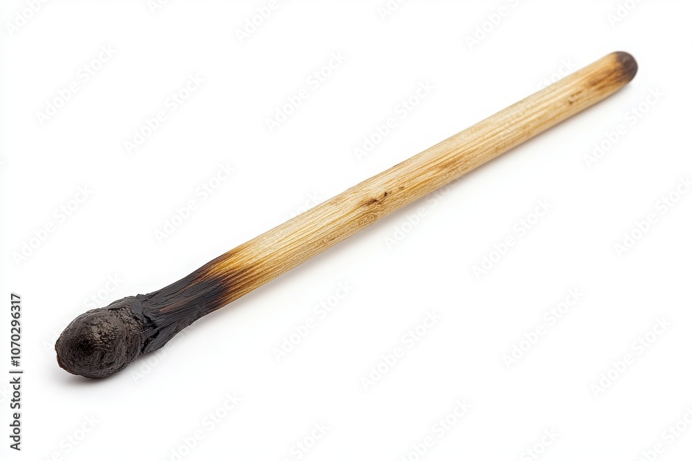 The matchstick lies still on a light surface, showcasing its burned tip and unlit shaft, symbolizing efforts to spark a flame that were unsuccessful. A quiet moment of pause.