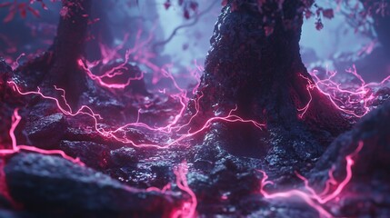 Aufkleber - Explore a futuristic forest where nature and advanced technology intertwine to create a stunning visual experience