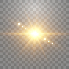 Vector transparent sunlight, special lens flare effect. Light effect, sun flash isolated on png