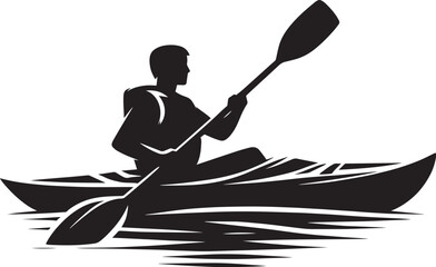 Kayaking silhouette vector illustration isolated on a white background