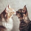 © Veronika - Two cats sharing a gentle nose touch, showcasing their close bond and affection in a soft-lit indoor environment