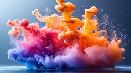 Wall Mural - colorful swirling smoke creates a mesmerizing abstract display in vibrant hues of orange, pink, and 