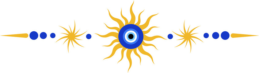Wall Mural - evil eye magic border with celestial stars. turkish and greek astrology ornament. spiritual bead naz