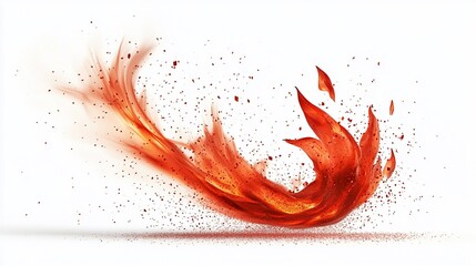 Wall Mural - Abstract flame with a red orange color isolated on white background.