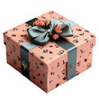 © Yung - Peach Blossom Gift Box: Elegant square gift box adorned with a delicate grey ribbon and floral design, perfect for birthdays, anniversaries, or any special occasion.
