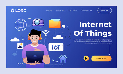 Wall Mural - internet of things illustration with technology icons