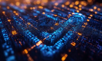 Wall Mural - digital currency transaction through blockchain networks, cryptocurrency and innovation, 3d illustra