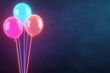 Poster - Neon Glowing Balloons for New Year Celebration