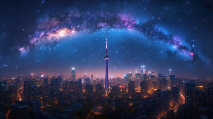 Toronto Skyline Under Milky Way