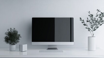 Poster - A sleek monitor is positioned on a bright white background, showcasing its ultra-thin design and vibrant display.
