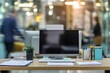 © Anton - Modern workplace with computer and blurred office background