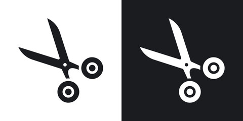 Wall Mural - Scissors icon in solid black and white color