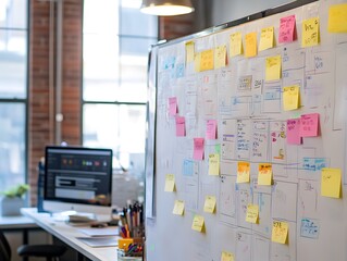 Aufkleber - Colorful Sticky Notes on a Planning Board in Office