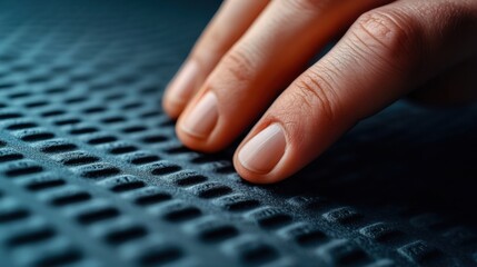 Wall Mural - Fingers gently touch a textured surface, exploring its unique pattern, AI