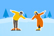 © deagreez - Creative image picture collage of two people lady guy have fun on ice rink skating