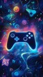 © Faraz-9461894 - cool wallpaper for phone, gaming, game controller wallpaper for gamers, neon light wallaper
