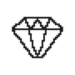 Poster - Pixel Art Diamond Icon. A Pixelated Diamond Shape With Crisp Geometric Lines. Isolated Vector Illustration