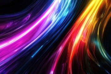 Poster - Neon Spectrum of Glowing Hues against Dark Background