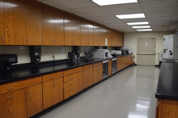 Leinwandbilder - Modern laboratory showing equipment and wooden cabinets