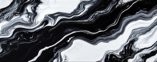 Poster - High Contrast Marbled Black and White Design