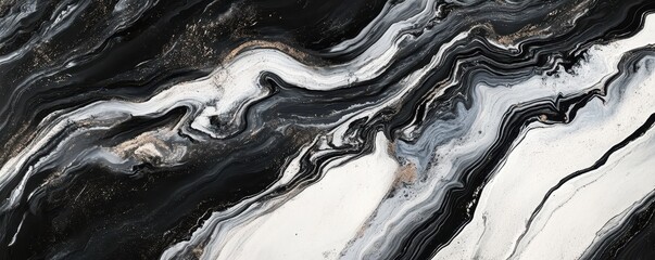 Poster - Dramatic Black and White Marble Texture Design