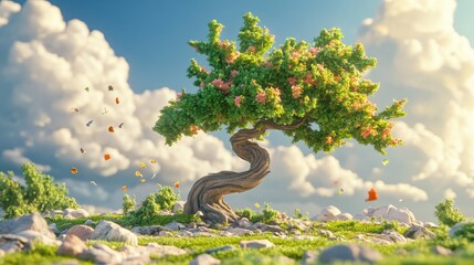 resilient tree bent by tornado winds showcasing nature s strength and survival